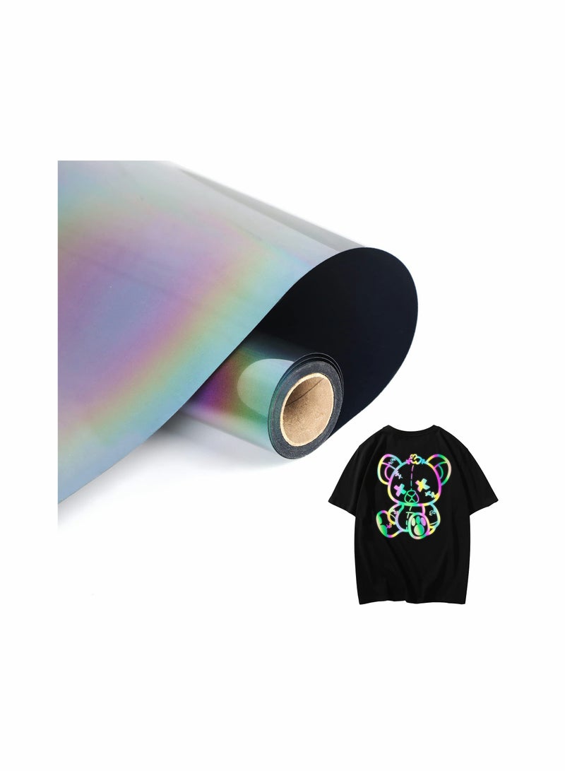 Generic Reflective Heat Transfer Vinyl Roll Easy Cut Iron On T-Shirt Decoration PU Stretch Film Silhouette 12Inch x 10Inch  - Image 1