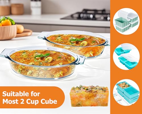 Yomvzake Small Casserole Dishes 2 Pack, 5 Inch Glass Square Baking Dish Individual Portion Baking Pan for Oven Microwave Air Fryer Square Egg, Clear Prep Bowls with Handle - Image 4