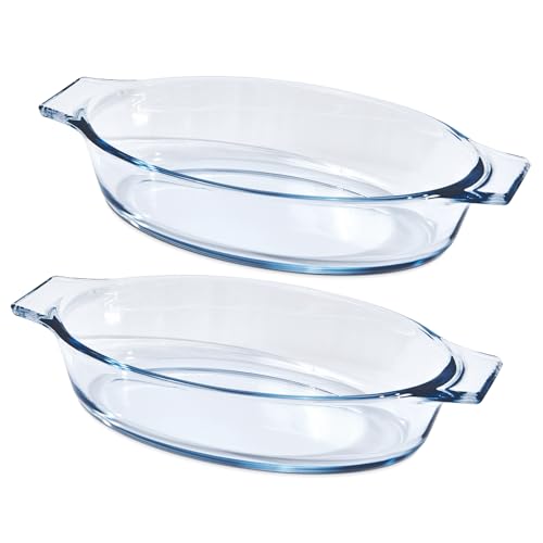 Yomvzake Small Casserole Dishes 2 Pack, 5 Inch Glass Square Baking Dish Individual Portion Baking Pan for Oven Microwave Air Fryer Square Egg, Clear Prep Bowls with Handle - Image 1