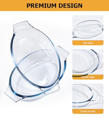Yomvzake Small Casserole Dishes 2 Pack, 5 Inch Glass Square Baking Dish Individual Portion Baking Pan for Oven Microwave Air Fryer Square Egg, Clear Prep Bowls with Handle - Image 2