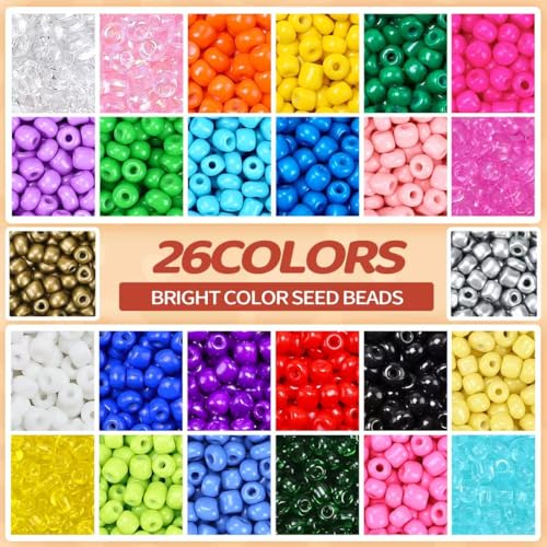 GAGANIU 2000pcs Clear Glass Seed Beads, Colorful Tiny 4mm Beads for Jewelry Making, Beading Supplies. - Image 3