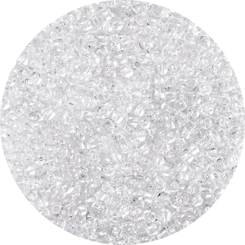 GAGANIU 2000pcs Clear Glass Seed Beads, Colorful Tiny 4mm Beads for Jewelry Making, Beading Supplies. - Image 1