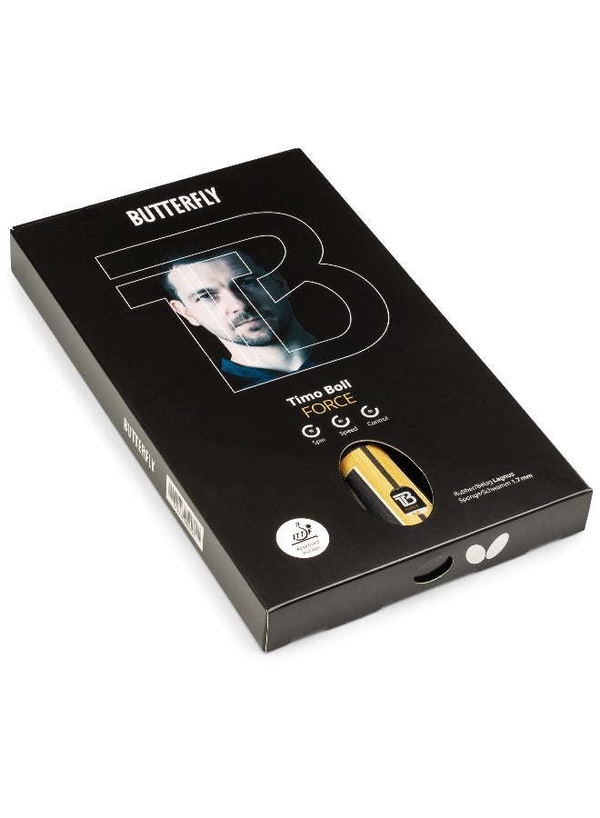 Butterfly Timo Boll Force Table Tennis Racket |Perfect Choice for Advanced and Club Players | Medium-Hard Blade with Grippy Lagnus Rubbers for Fast, Spin-Packed Offense - Image 1