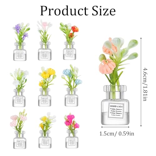 Tucnoeu 10 Pcs Miniature Dollhouse Plant Flowers Small Glow in The Dark Glass Dollhouse Flowers 112 Dollhouses Mini Vase with Flower Faux Flower Model Dollhouses Decoration for Tiny Houses - Image 5