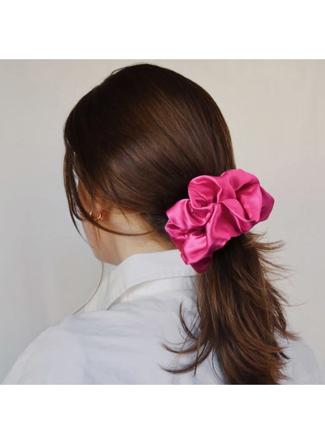 CEELGON Large Silk Satin Scrunchies for Women Big Scrunchies Jumbo Satin Hair Ties Oversized Hair Scrunchies for Thick Curly Hair Pack of 6 (Pink) - Image 3