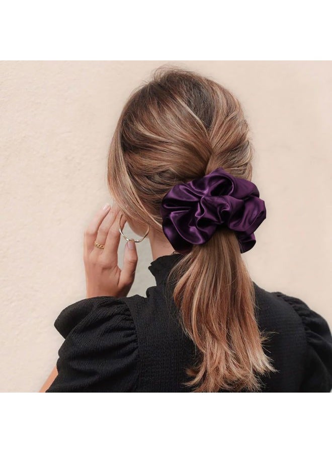CEELGON Large Silk Satin Scrunchies for Women Big Scrunchies Jumbo Satin Hair Ties Oversized Hair Scrunchies for Thick Curly Hair Pack of 6 (Pink) - Image 5