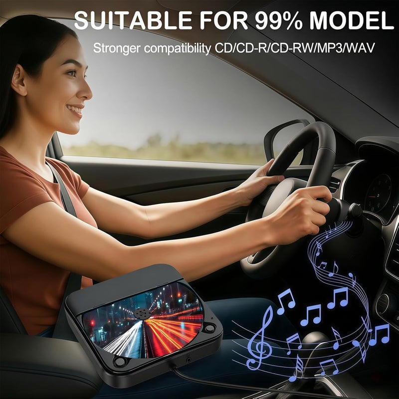 WOOPKER External Portable CD Player for Car, Plug and Play Car CD Player with USB Port AUX Port, Universal USB Player for Vehicle, Laptop, TV, Computer, for Android 4.4 and Above Navigation - Image 2