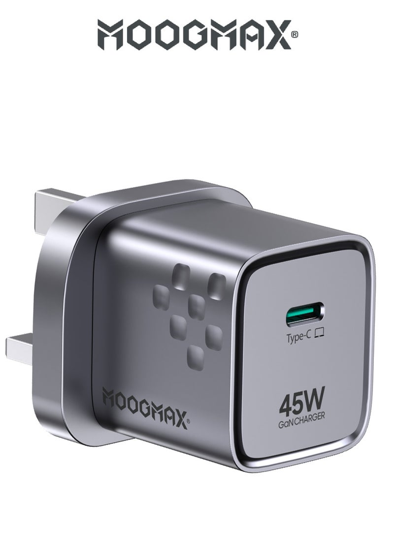 MOOGMAX 45W Type-C fast adapter type c. Powerful wall charger adapter with GEN heat-resistant technology. Portable and compact Type-C plug. charger type c compatible with iPhone, Samsung, Huawei, and several other devices. type c adapter with over-voltage protection. MoogMax adaptor type c. - Image 1