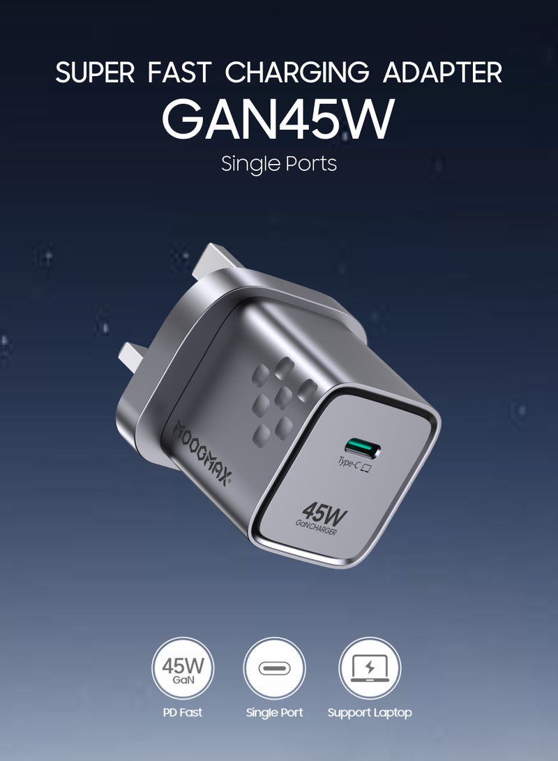 MOOGMAX 45W Type-C fast adapter type c. Powerful wall charger adapter with GEN heat-resistant technology. Portable and compact Type-C plug. charger type c compatible with iPhone, Samsung, Huawei, and several other devices. type c adapter with over-voltage protection. MoogMax adaptor type c. - Image 2