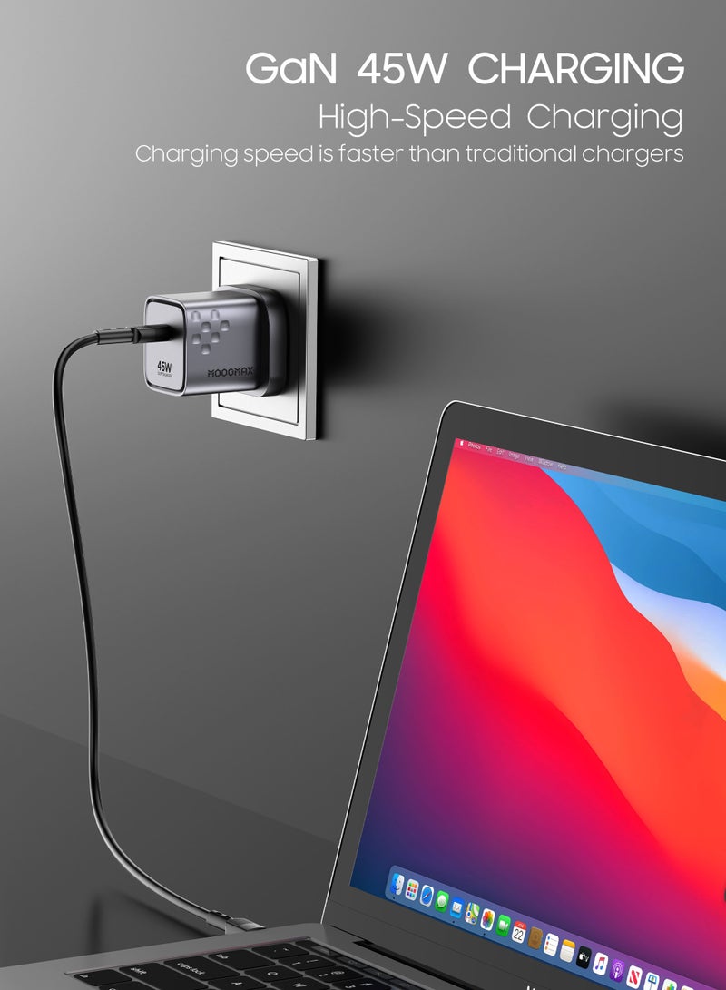 MOOGMAX 45W Type-C fast adapter type c. Powerful wall charger adapter with GEN heat-resistant technology. Portable and compact Type-C plug. charger type c compatible with iPhone, Samsung, Huawei, and several other devices. type c adapter with over-voltage protection. MoogMax adaptor type c. - Image 3