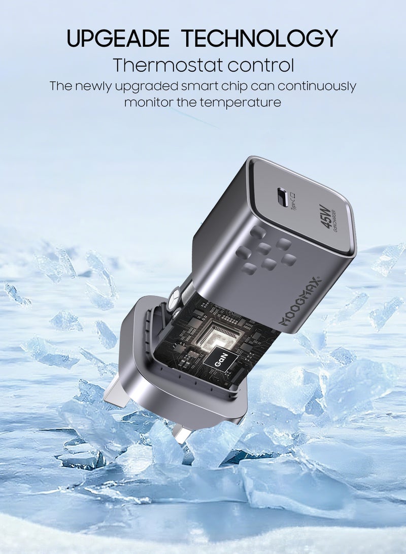 MOOGMAX 45W Type-C fast adapter type c. Powerful wall charger adapter with GEN heat-resistant technology. Portable and compact Type-C plug. charger type c compatible with iPhone, Samsung, Huawei, and several other devices. type c adapter with over-voltage protection. MoogMax adaptor type c. - Image 4