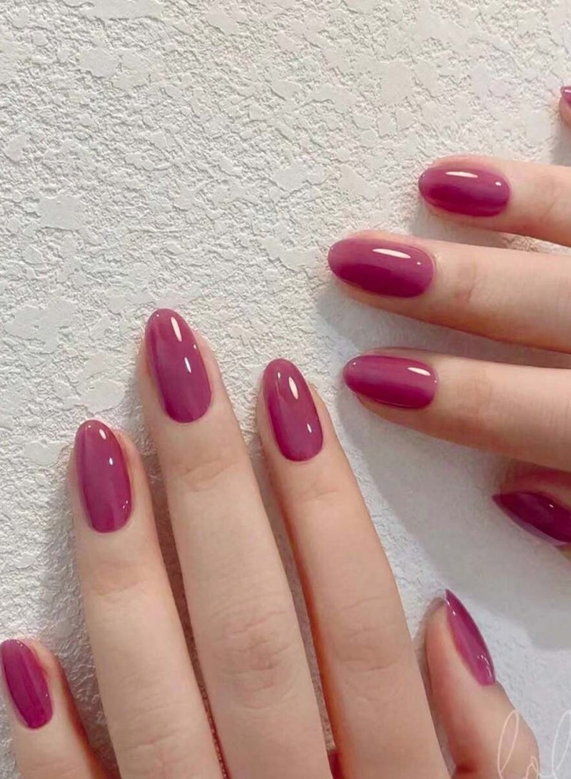 Dark pink fake nails. Box contains 24 nails with nail file and glue. - Image 1