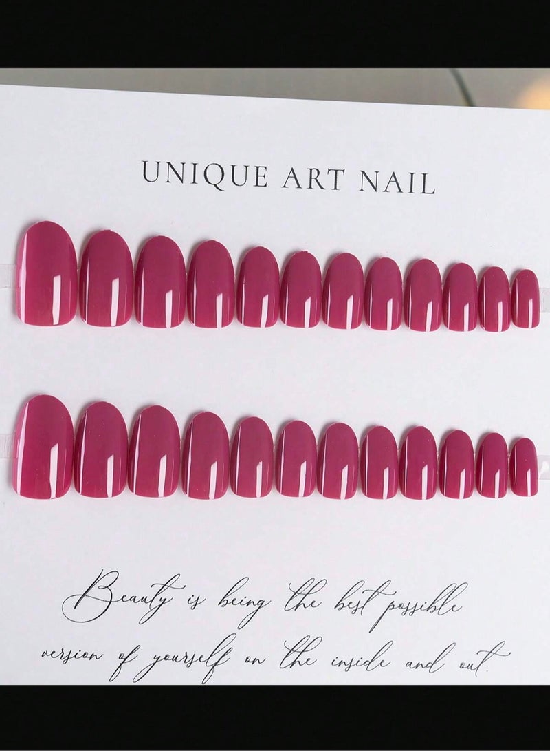 Dark pink fake nails. Box contains 24 nails with nail file and glue. - Image 2