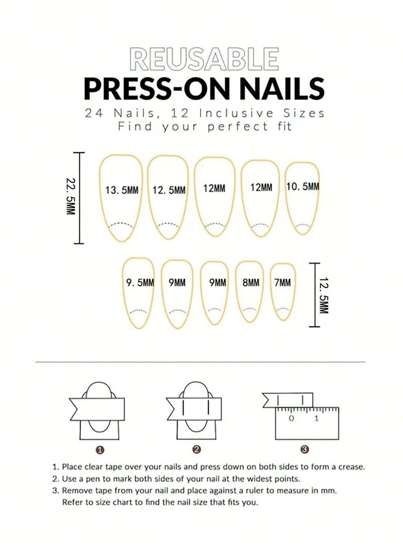 Dark pink fake nails. Box contains 24 nails with nail file and glue. - Image 4