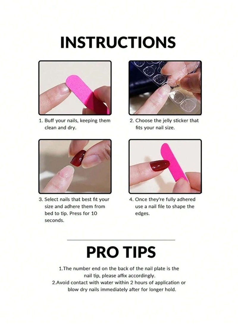 Dark pink fake nails. Box contains 24 nails with nail file and glue. - Image 5