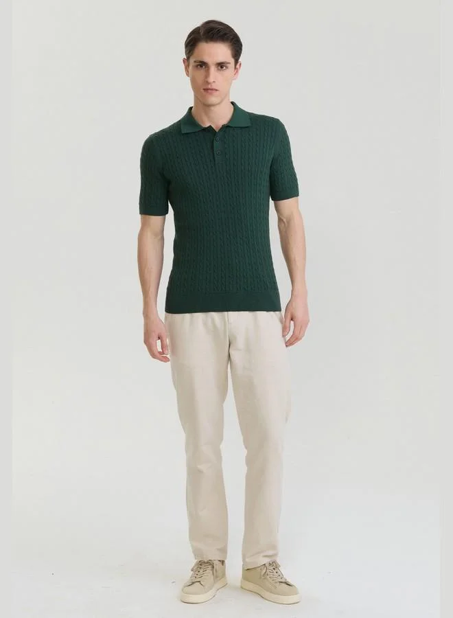 FELIX HARDY Dark Green Men's 100% Cotton Knit Polo Shirt Short Sleeve for Men | Best Price UAE