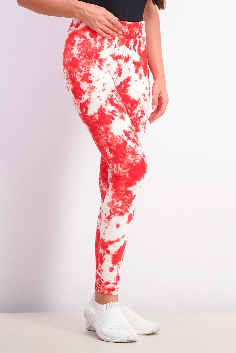BodyCross Women Tie,Dye Leggings, White and Red - Image 3