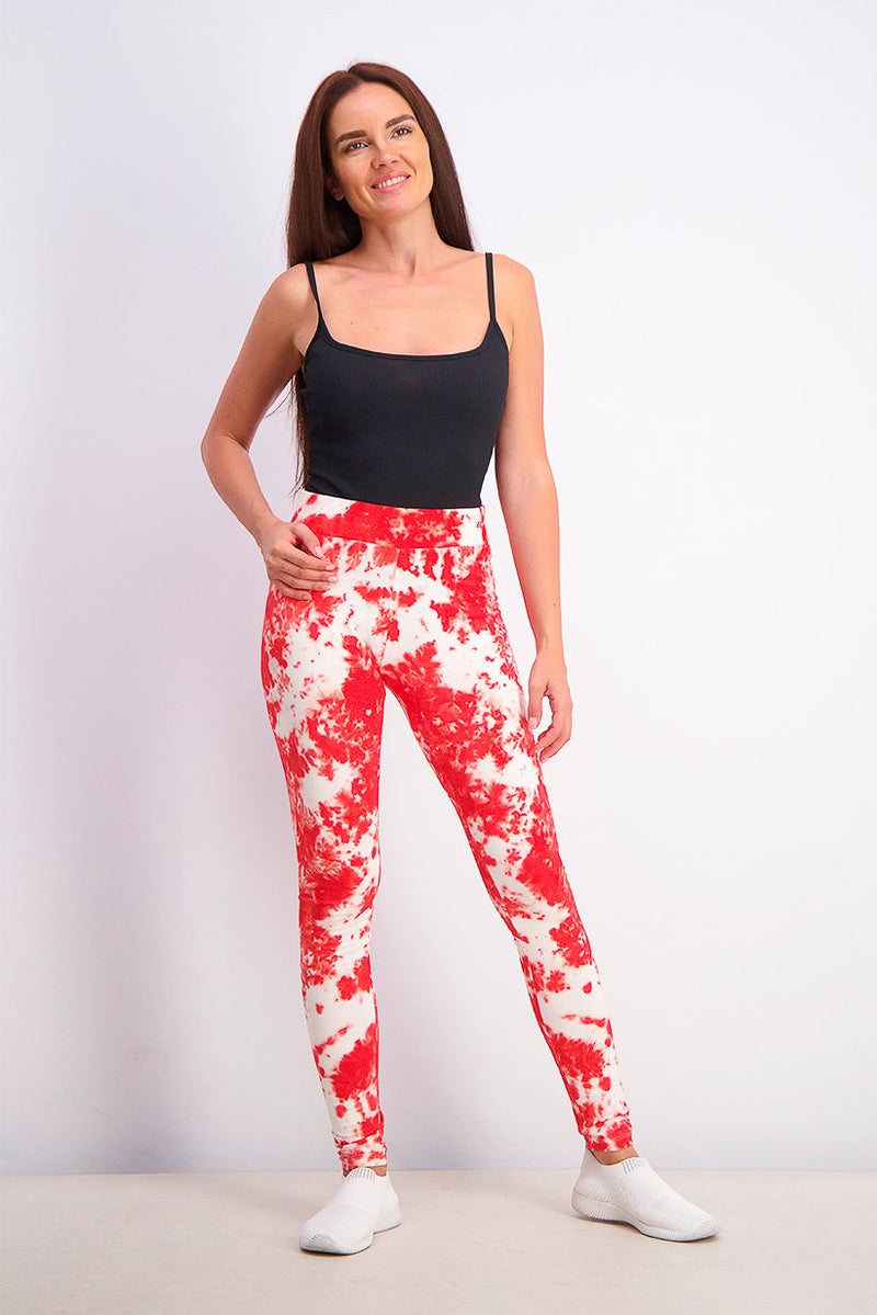 BodyCross Women Tie,Dye Leggings, White and Red - Image 4