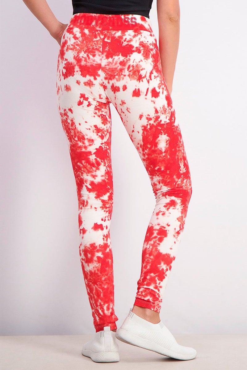 BodyCross Women Tie,Dye Leggings, White and Red - Image 2