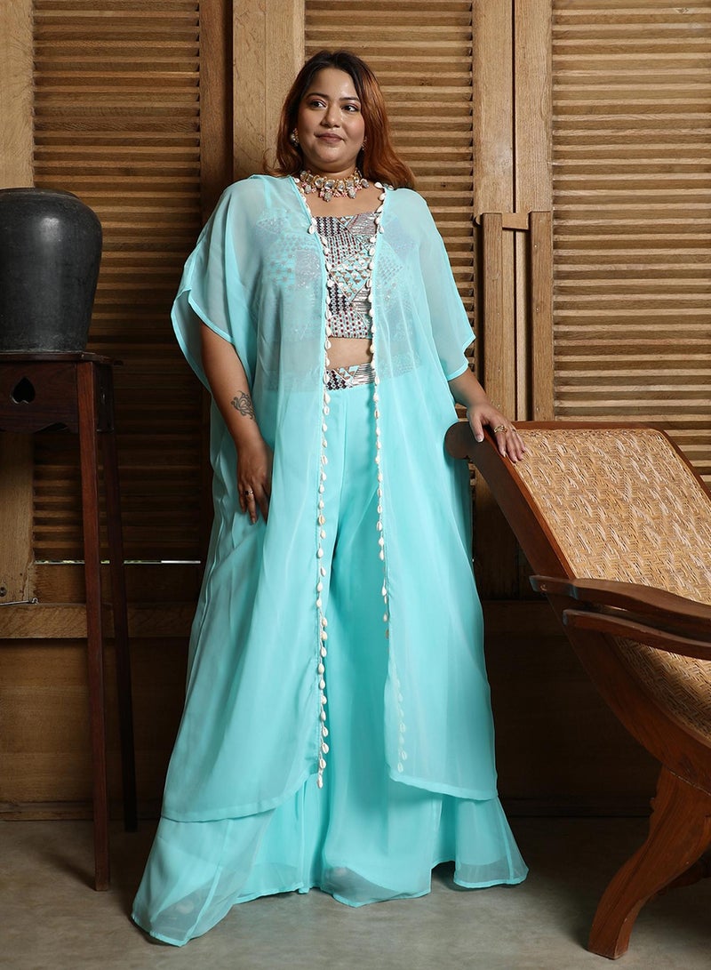 انستافاب بلس طقم نسائي أزرق سماوي واسع الأرجل - Image 1