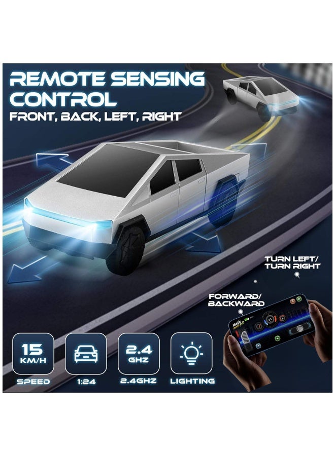 DAT Remote Control Pickup Cyber truck Toy Car, 2.4GHz Non-Interference + Front Lighting, 1:24 Scale Grass/Sand/Road Indoor & Outdoor Racing - Image 4