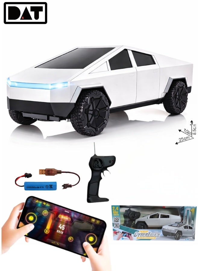 DAT Remote Control Pickup Cyber truck Toy Car, 2.4GHz Non-Interference + Front Lighting, 1:24 Scale Grass/Sand/Road Indoor & Outdoor Racing - Image 2
