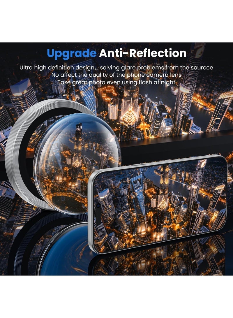 DUSALA Camera Lens Protector for iPhone 18 Pro Max, [1 Step Installation] Camera Screen Protector, Scratch-Resistant Ultra-thin Tempered Glass with Metal Edging, Case Friendly (Silver) - Image 3
