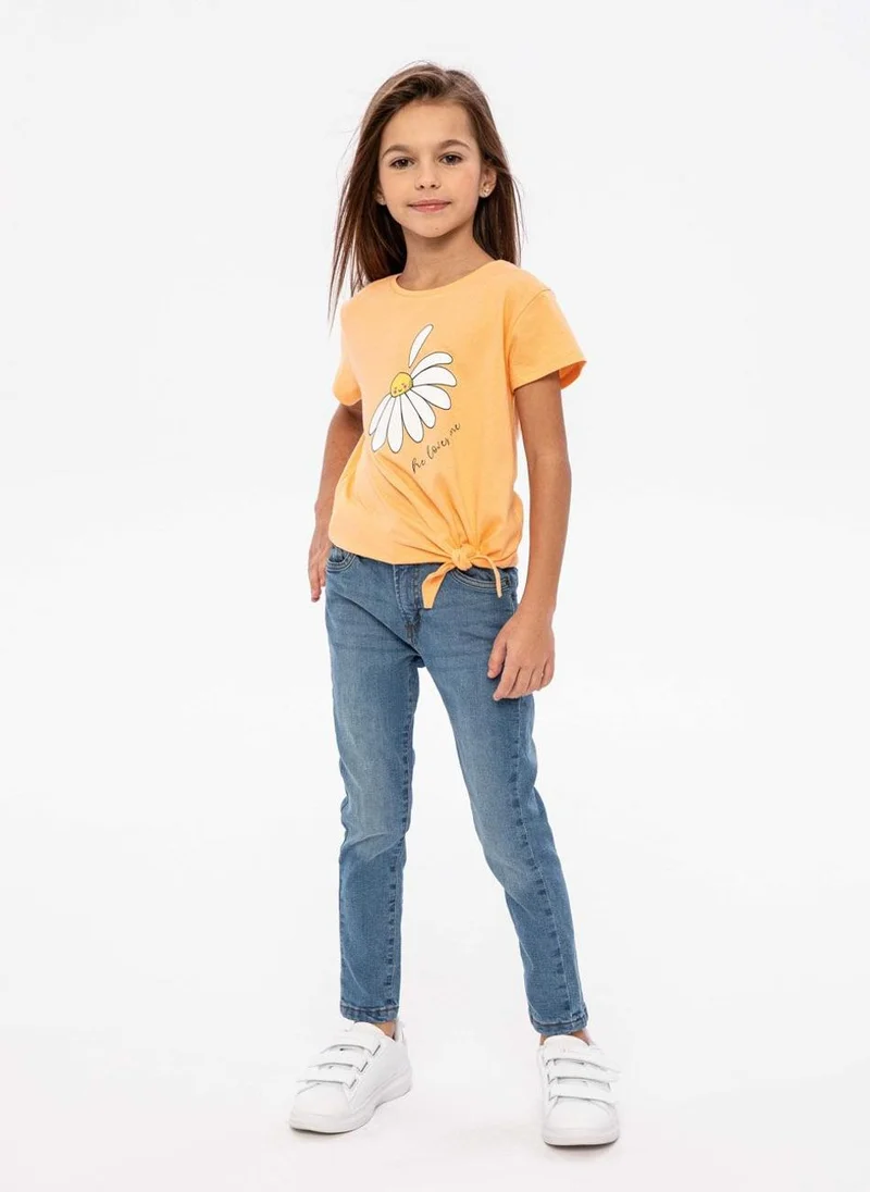 MINOTI Kids Girls Tie Front T-Shirt