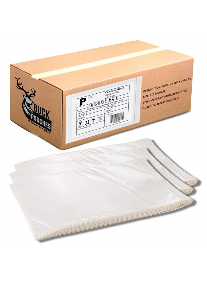 BUCK TAPE AS TOUGH AS A BUCK 100 Pack 7"x10" Shipping Label Sleeves - Packing Slip Envelope Pouches with Self-Adhesive Peel & Seal - Clear Unprinted Plastic & Waterproof Mailing List Holder Ideal for Invoice, Documents & Labels  - Image 1