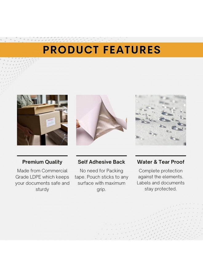 BUCK TAPE AS TOUGH AS A BUCK 100 Pack 7"x10" Shipping Label Sleeves - Packing Slip Envelope Pouches with Self-Adhesive Peel & Seal - Clear Unprinted Plastic & Waterproof Mailing List Holder Ideal for Invoice, Documents & Labels  - Image 3