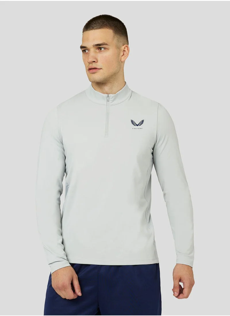 كاستور Mens Active Long Sleeve Performance 1/4 Zip Midlayer Top - Light Steel