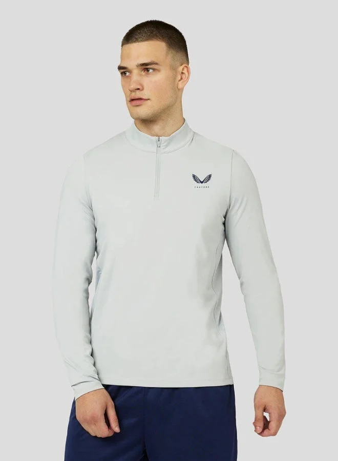 CASTORE Mens Active Long Sleeve Performance 1/4 Zip Midlayer Top - Light Steel