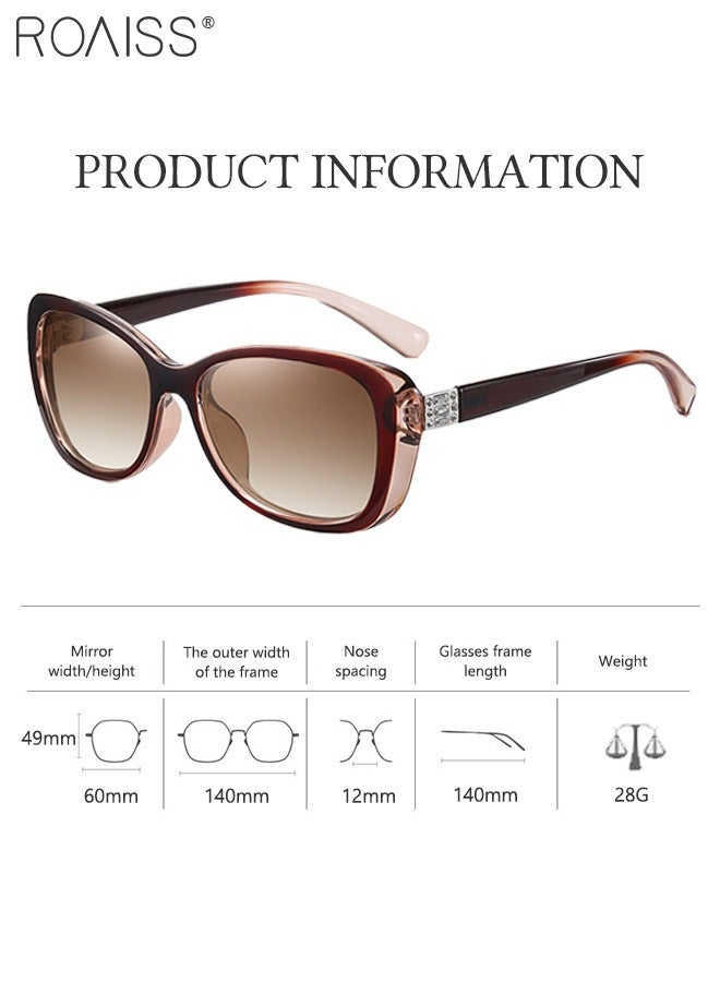 roaiss Women's Polarized Oval Sunglasses, UV400 Protection Sun Glasses with Transparent Brown PC Frame, Fashion Anti-glare Sun Shades for Women with Glasses Case, 60mm - Image 3