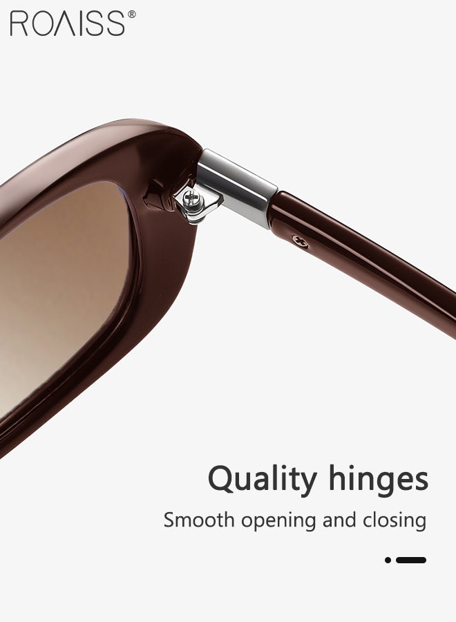 roaiss Women's Polarized Oval Sunglasses, UV400 Protection Sun Glasses with Transparent Brown PC Frame, Fashion Anti-glare Sun Shades for Women with Glasses Case, 60mm - Image 5