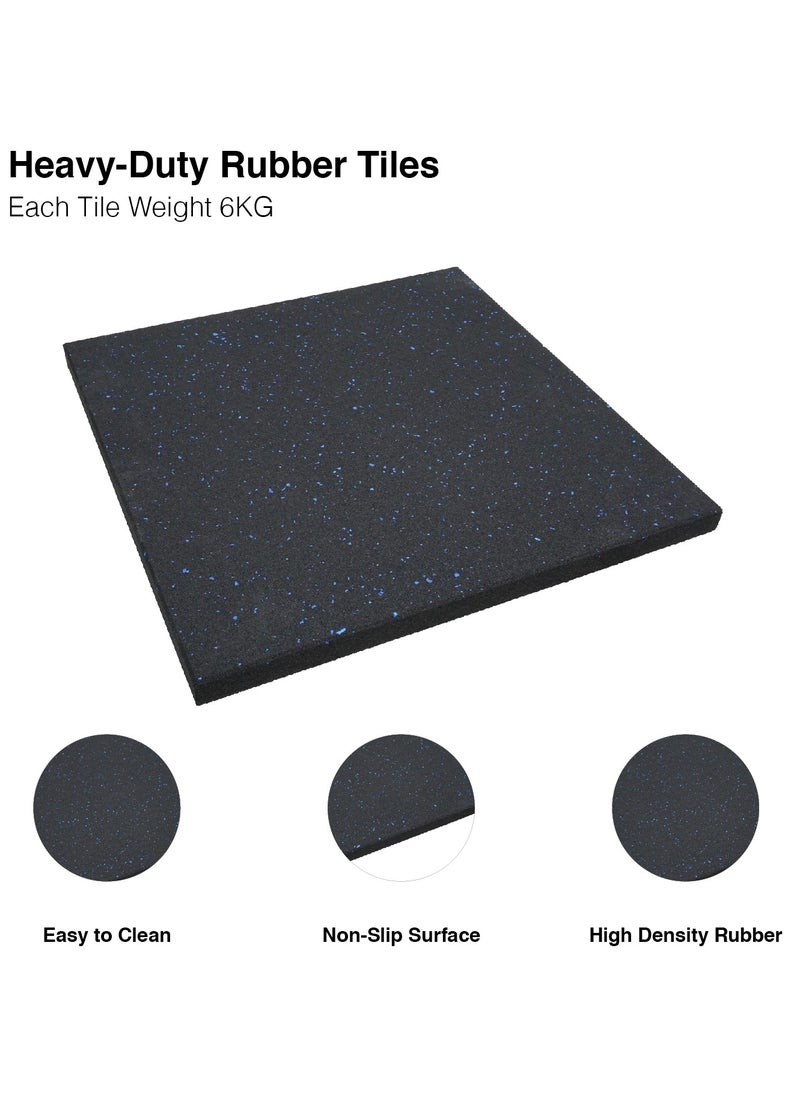 Yalla HomeGym - Homegym 30Mm Extra Thick Rubber Heavy-Duty Gym Floor Mat, Commercial Gym Rubber Floor Tiles Shock Absorbing 1 Squared Meter (Blue Fleck) - Image 1