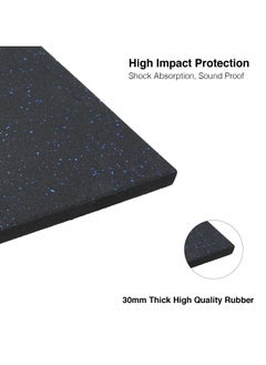 Yalla HomeGym Homegym 30Mm Extra Thick Rubber Heavy-Duty Gym Floor Mat, Commercial Gym Rubber Floor Tiles Shock Absorbing 1 Squared Meter (Blue Fleck)  - Image 4