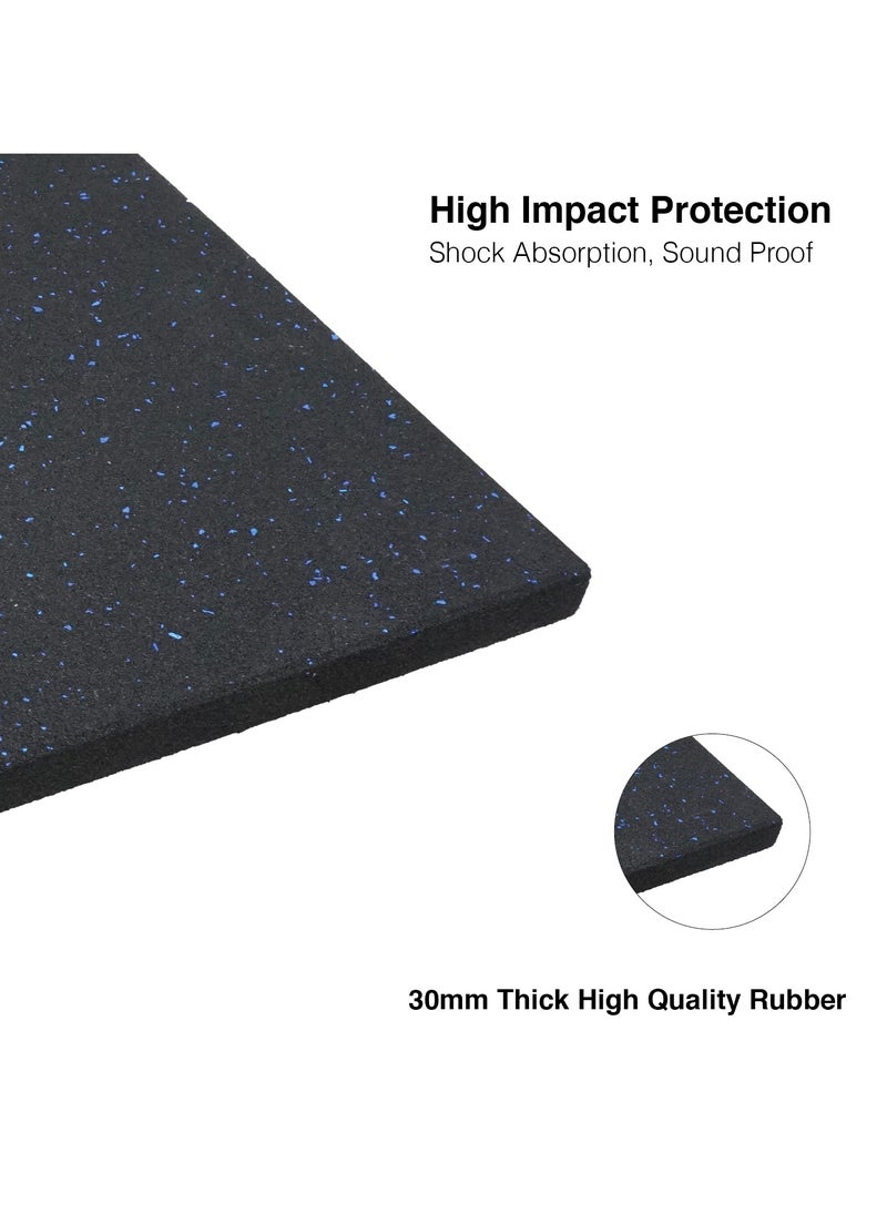 Yalla HomeGym - Homegym 30Mm Extra Thick Rubber Heavy-Duty Gym Floor Mat, Commercial Gym Rubber Floor Tiles Shock Absorbing 1 Squared Meter (Blue Fleck) - Image 1