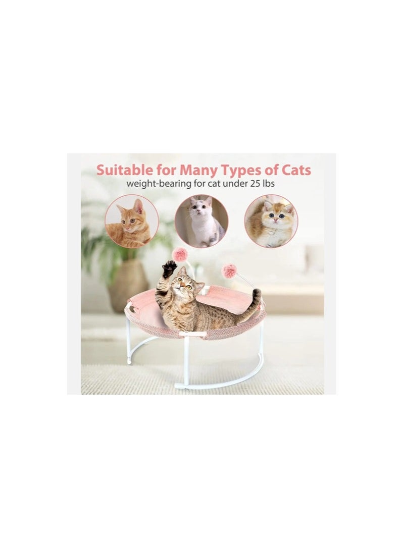 سرير شبكي مريح وناعم قابل للتنفس للحيوانات الأليفة الصغيرة، سرير مرتفع قابل للغسل والفصل، سرير أرجوحة للقطط - وردي - Image 2