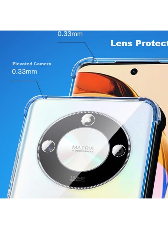Maikuqi Compatible With Honor X60, Shockproof Phone Case, Full Protection, Airbag, Transparent Protective Cover, Soft Shell Tpu - Transparent White - Image 1