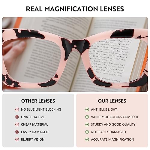 ZEHEXA Reading Glasses for Women Blue Light Blocking Glasses Filter UV Square Readers Glasses for Men and Women 5 Pack 1.25 - Image 5