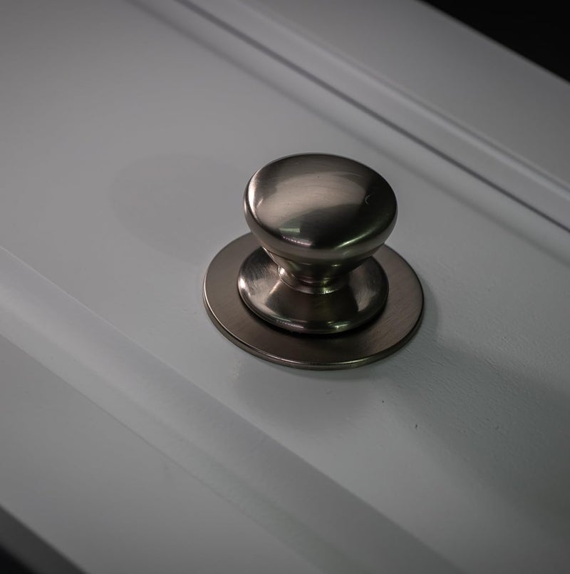 trust4care 4-Pack Thick Brushed Satin Nickel Backplate for Cabinet Knobs, 2-1/3" Round Rosette Plate Sheet for Bifold Closet Doors, Large Escutcheon Back Plates for Doorknobs & Pulls, Handles - Image 3