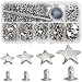 YORANYO 200 Sets Leather Rivets Kit Mixed Sizes Rivets for Leather Star Studs for Clothing Fabric Silver Rivets with Leather Crafting Rivet Tool for Repair Decorate Jackets Shoes Bags Belts Purse - Image 2