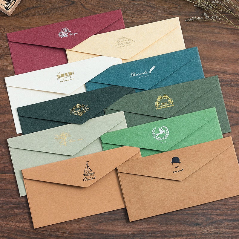 B2/B3 Retro Color Foil Western Blank Liner Envelope Business Invitation Letter Kraft Paper with Logo, Thickened - Image 2
