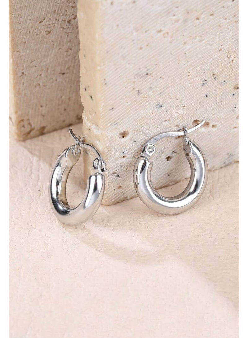 Elegance Trendy & High Quality Stainless Steel Silver Plated Earrings For Women - Image 2