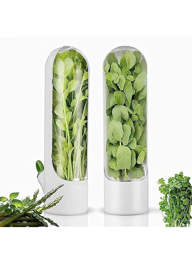Green Tiger 2 Pcs Herb Saver, Herbs Keeper for Refrigerator, Cilantro Storage Containers, Fridge Organizers and Storage, Herb Saver Pod Keep Fresh & Green Vegetables, Mint, Parsley, Asparagus - Image 1