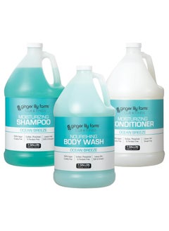 Ginger Lily Farms Club  Fitness Body Wash  Shampoo  Conditioner Bundle Ocean Breeze 1 Gallon Each