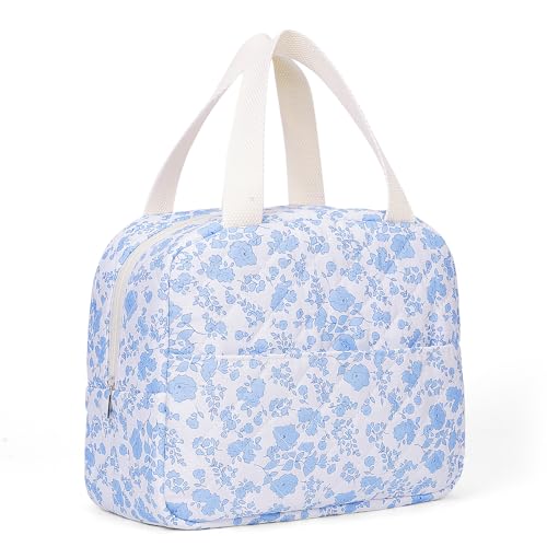 BBIQI Cute Lunch Bag for Women Floral Quilted Lunch Tote Insulated Leakproof Lunch Box Reusable Cooler for Work Picnic - Image 1