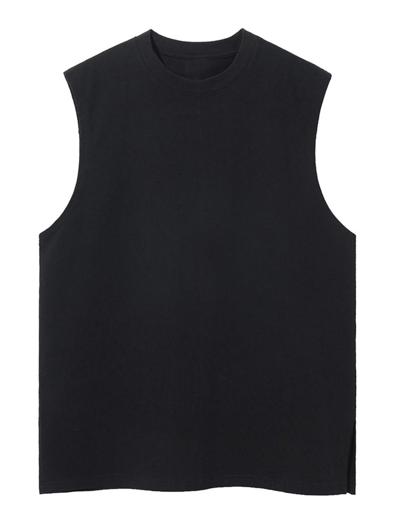 SnowElve 3 Pack Mens Workout Tank Tops Sleeveless Tee Shirts Men Muscle Shirt Gym Cotton T Shirts Running Beach Loose Fit Teeï¼ˆXZG,BKGYWT,L - Image 3