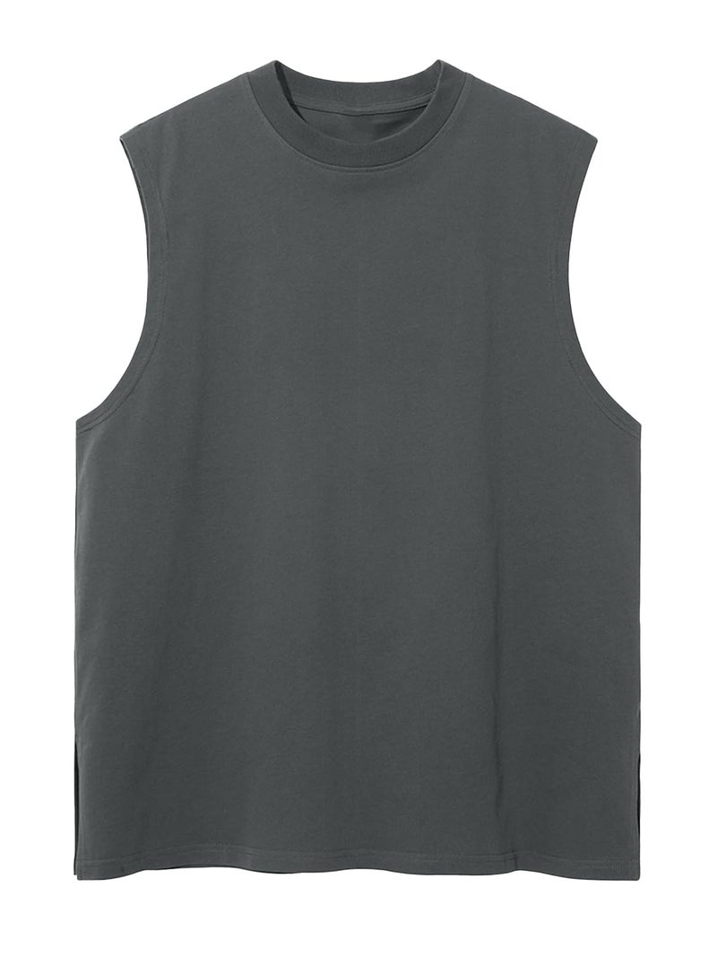 SnowElve 3 Pack Mens Workout Tank Tops Sleeveless Tee Shirts Men Muscle Shirt Gym Cotton T Shirts Running Beach Loose Fit Teeï¼ˆXZG,BKGYWT,L - Image 4