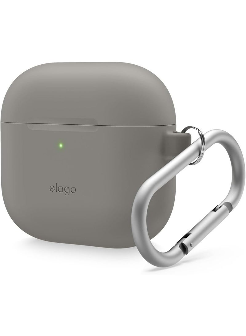 elago Silicone Hang compatible with AirPods 4 case cover (2024) with Carabiner - Medium Gray - Image 1